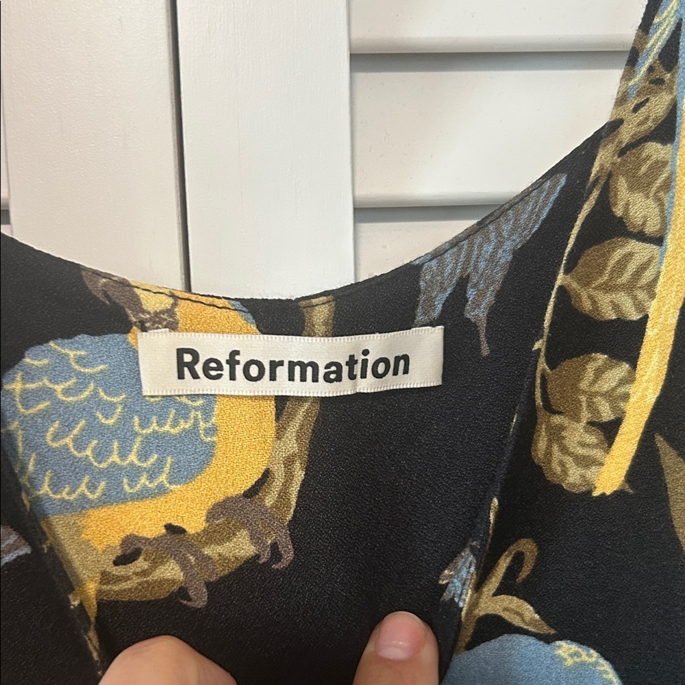 Reformation Black Bird Print Mini Dress - Picture 3 of 4